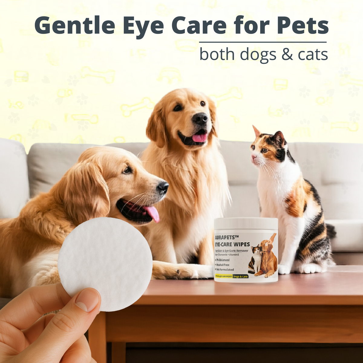 Dog Eye Wipes To Gently Clean Tear Stains, Boogers & Calm Irritation